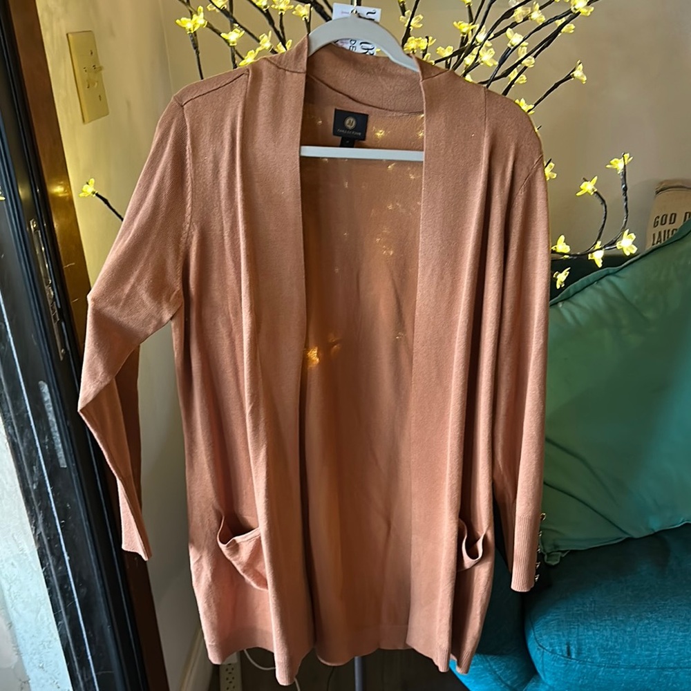 JM Collection Tan Open-Front Cardigan Sweater